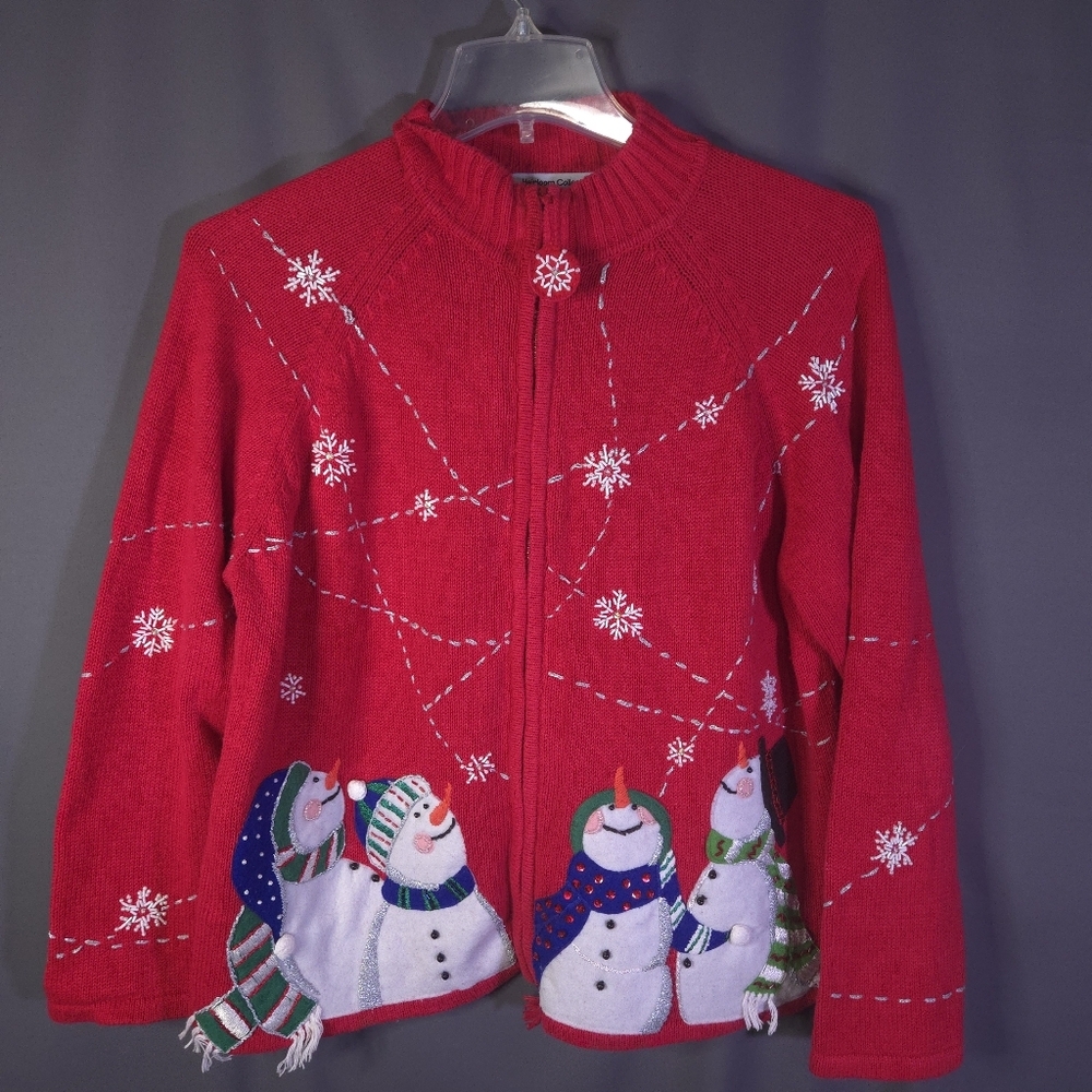 Heirloom Collectibles Christmas Collection 2004 Knit Cardigan‎ Size XL Snowmen
